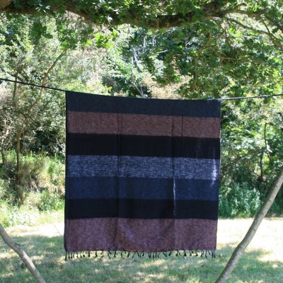 Tibetaanse deken, zwart/bruin gestreept