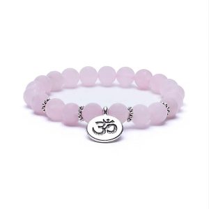 Mala/armband rozenkwarts elastisch met ohm